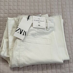 Zara Cream Marine Straight Jeans